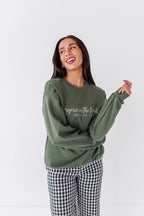 Rejoice In The Lord Embroidered Crewneck - Olive
