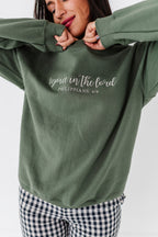 Rejoice In The Lord Embroidered Crewneck - Olive