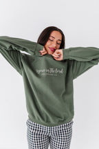 Rejoice In The Lord Embroidered Crewneck - Olive
