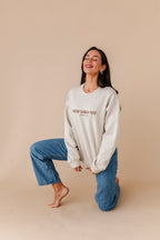 Jesus Loves You Embroidered Crewneck - Sand