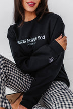 Jesus Loves You Embroidered Crewneck - Black