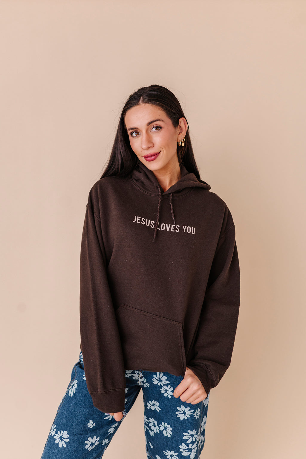 Jesus Loves You Hoodie - Chocolate