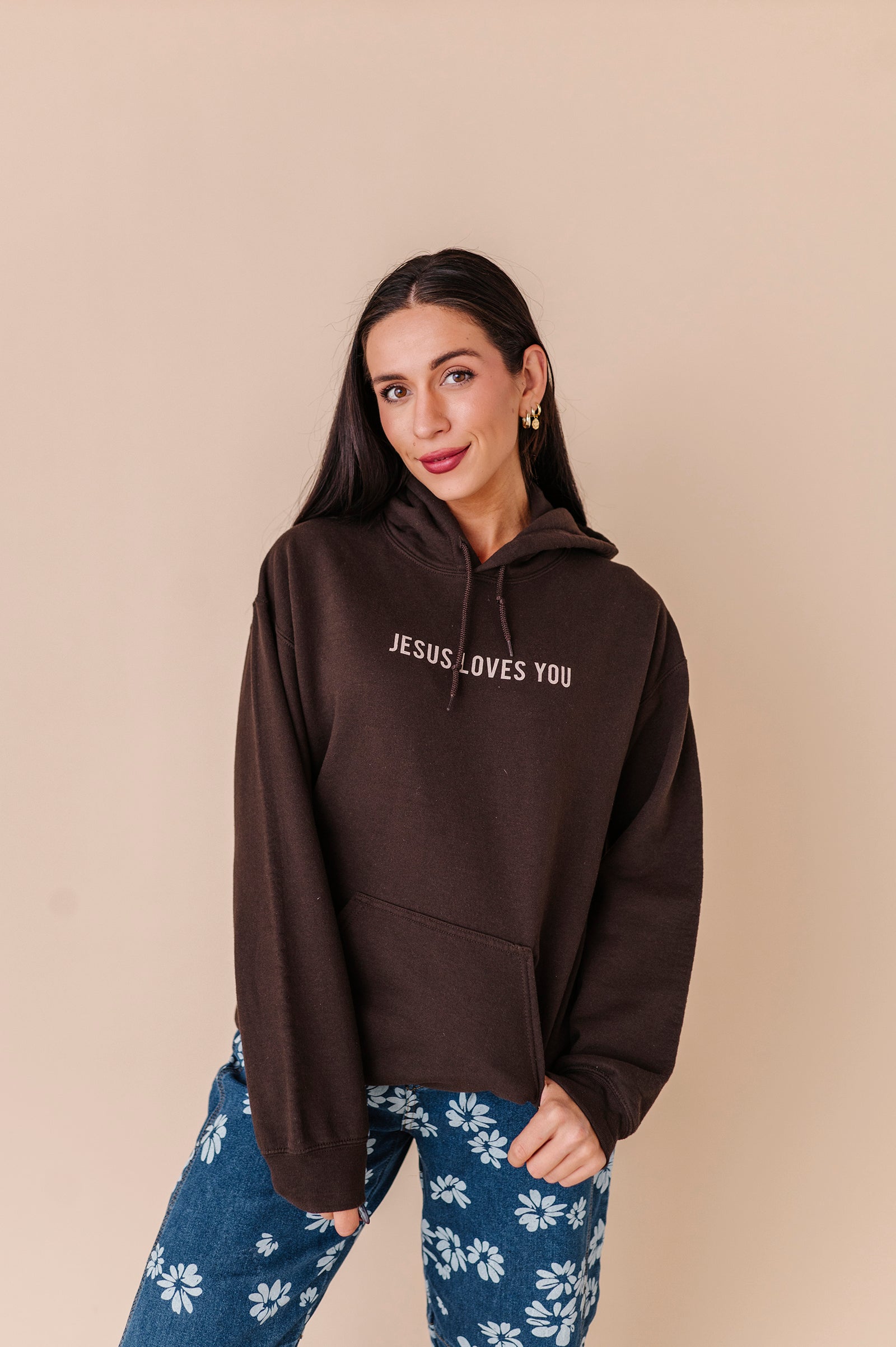 Jesus Loves You Hoodie - Chocolate