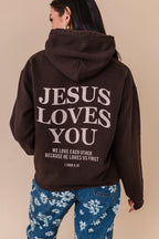 Jesus Loves You Hoodie - Chocolate