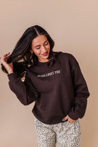 Jesus Loves You Adult Crewneck - Chocolate