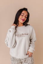 Rejoice In The Lord Embroidered Crewneck - Sand