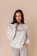 Rejoice In The Lord Embroidered Crewneck - Sand