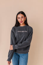 Jesus Loves You Adult Crewneck - Pepper