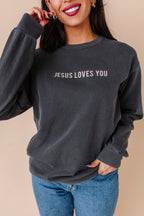 Jesus Loves You Adult Crewneck - Pepper