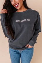 Jesus Loves You Adult Crewneck - Pepper