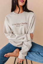Live Like Charlie Embroidered Crewneck - Sand