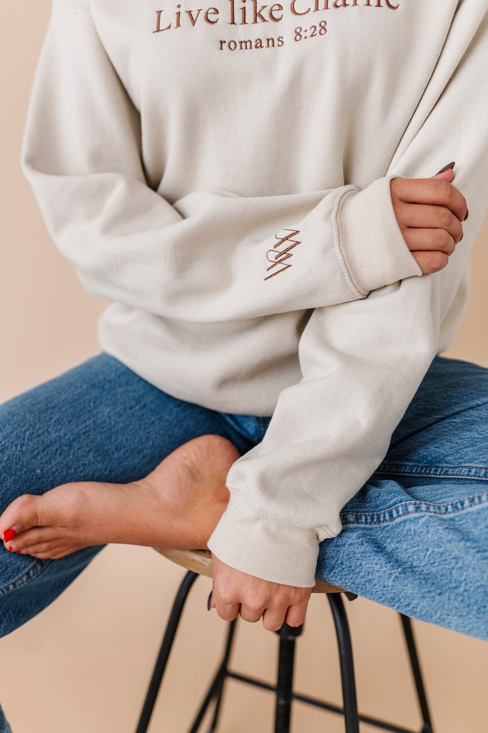 Live Like Charlie Embroidered Crewneck - Sand