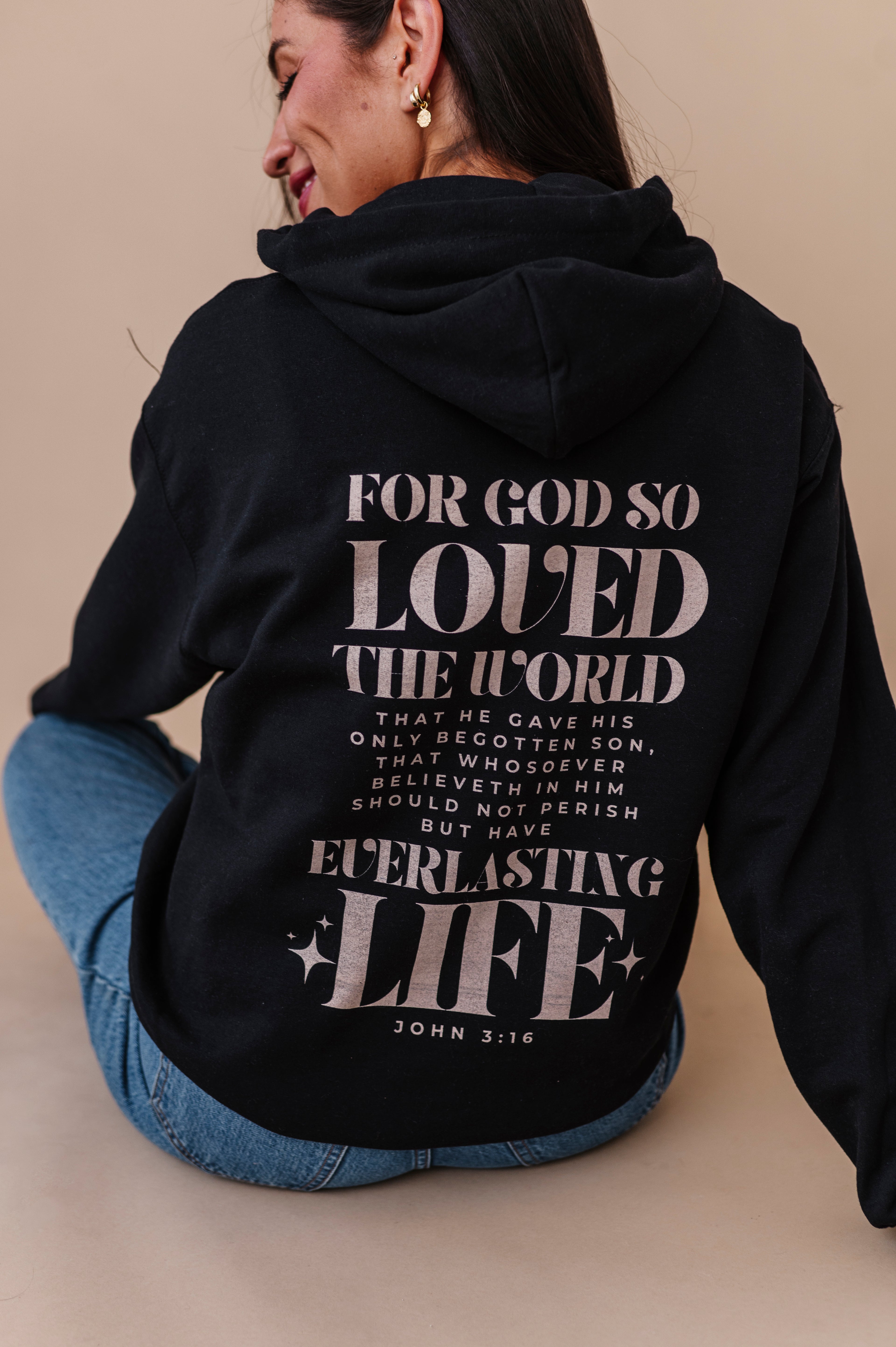 For God So Loved The World Hoodie - Black