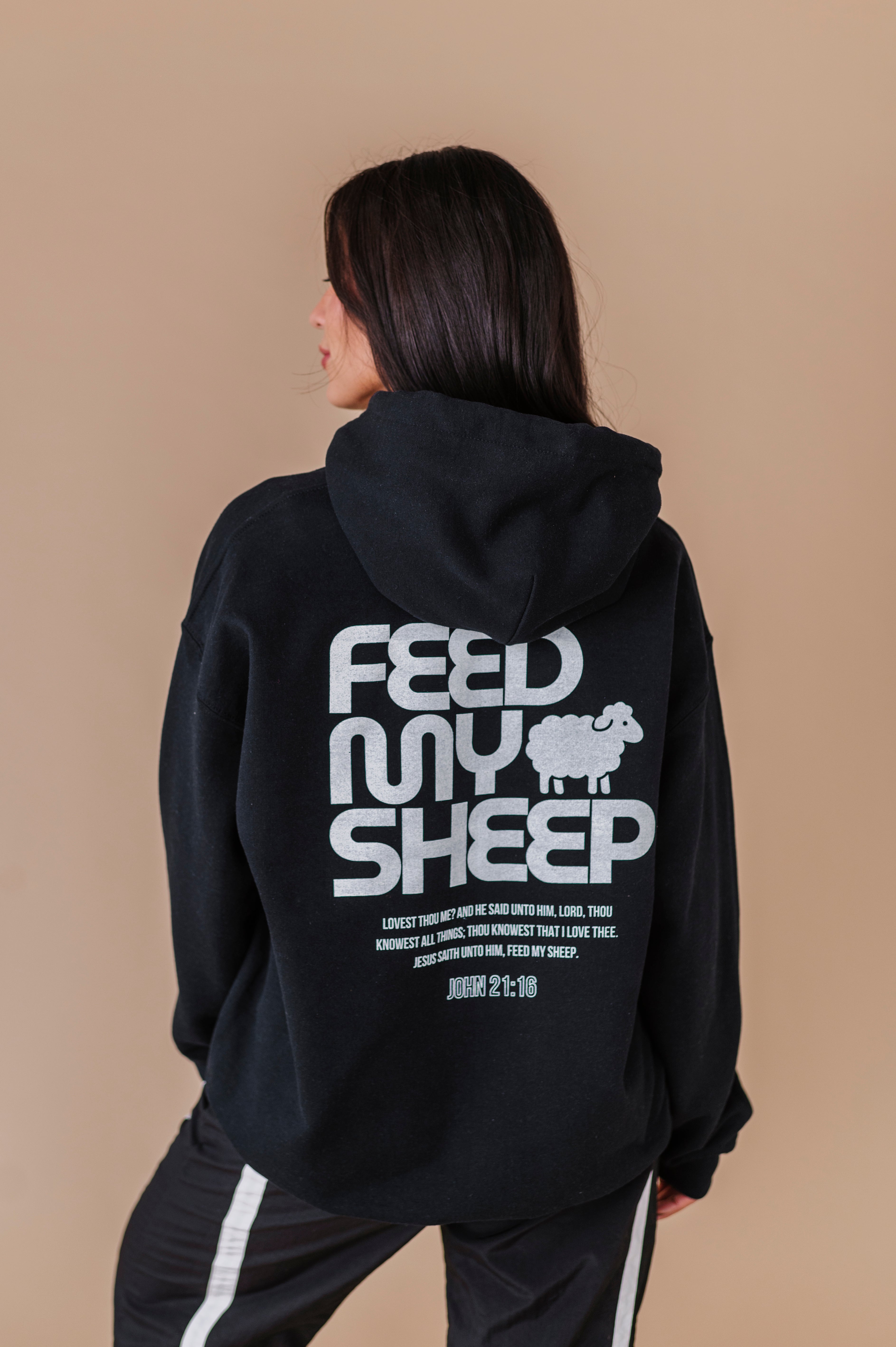 Feed My Sheep Hoodie - Black