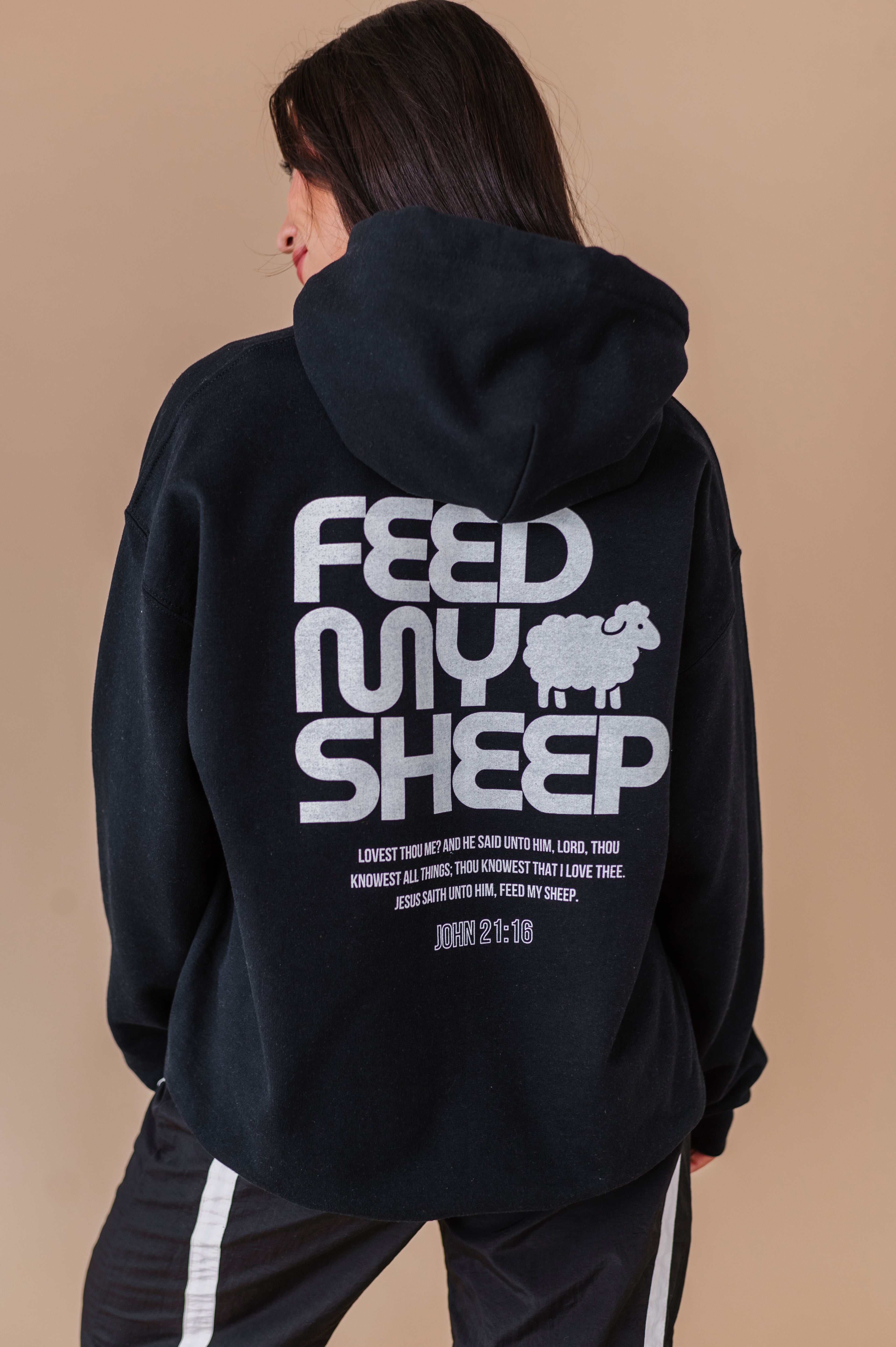 Feed My Sheep Hoodie - Black