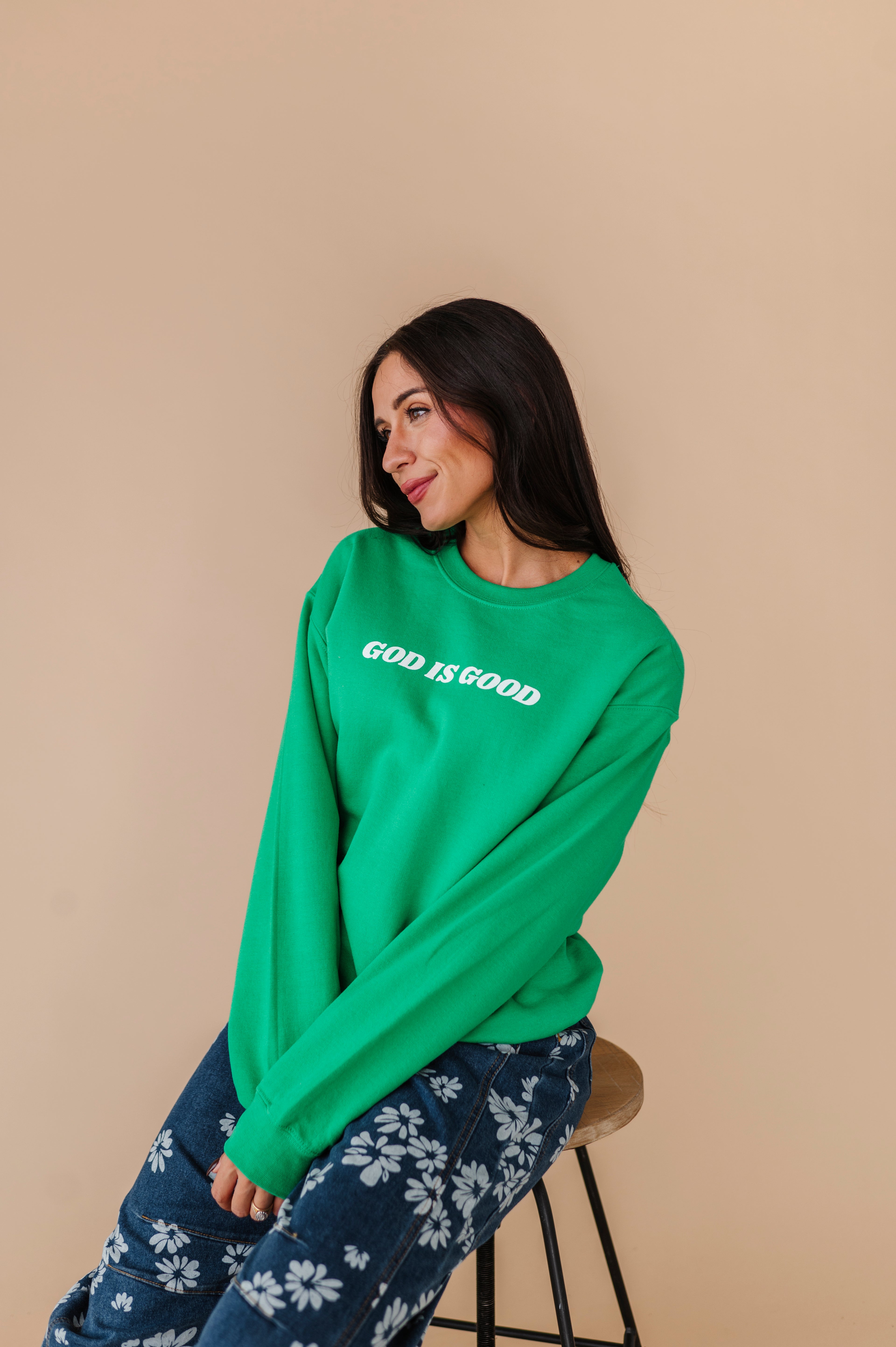 God Is Good Crewneck - Kelly Green