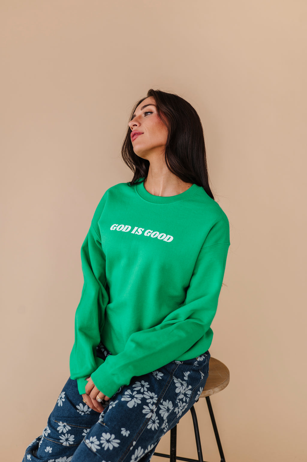 God Is Good Crewneck - Kelly Green