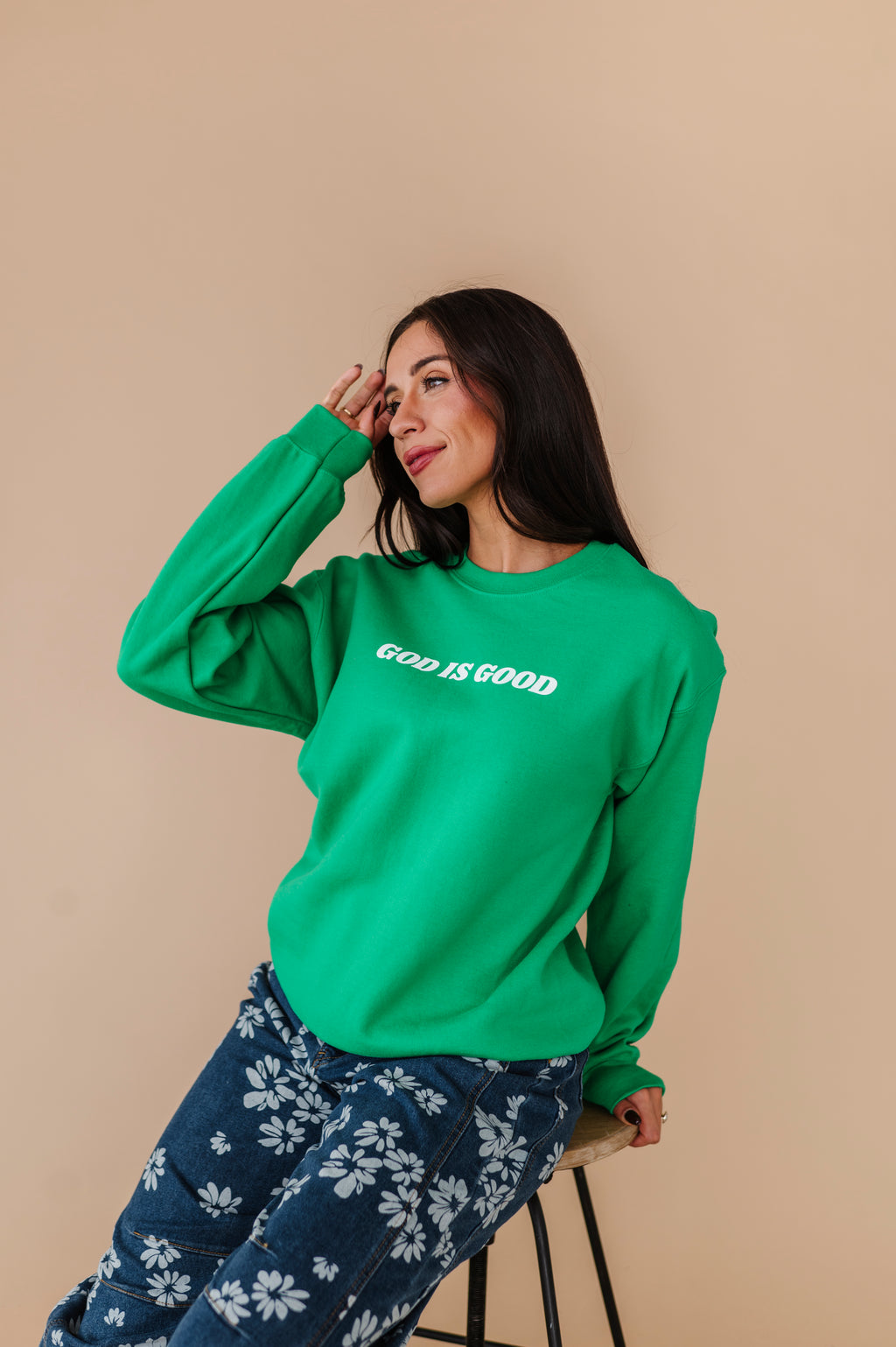 God Is Good Crewneck - Kelly Green