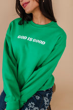 God Is Good Crewneck - Kelly Green