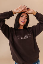 Christ Liveth In Me Crewneck - Chocolate
