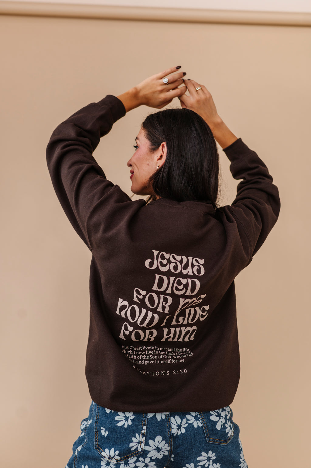 Christ Liveth In Me Crewneck - Chocolate