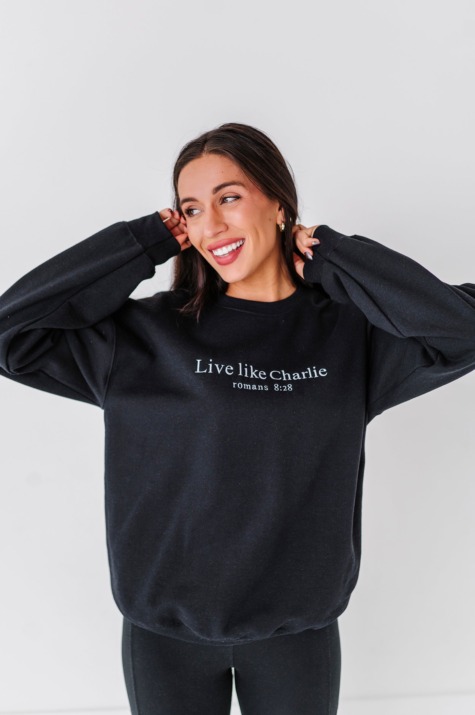 Live Like Charlie Embroidered Crewneck - Black