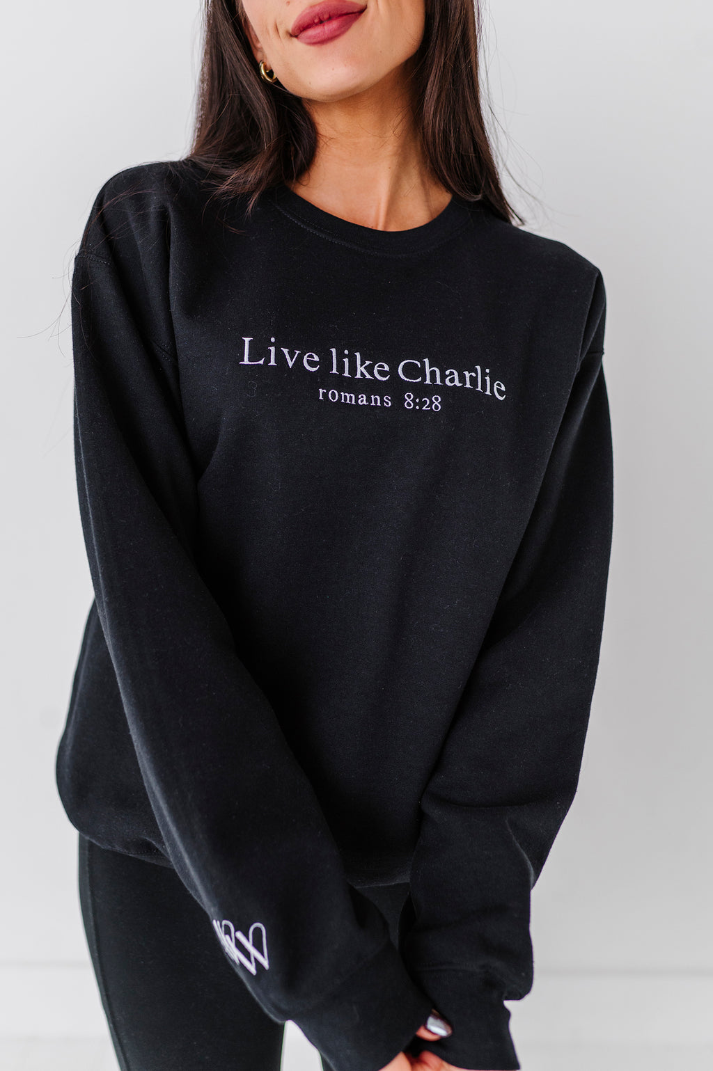 Live Like Charlie Embroidered Crewneck - Black