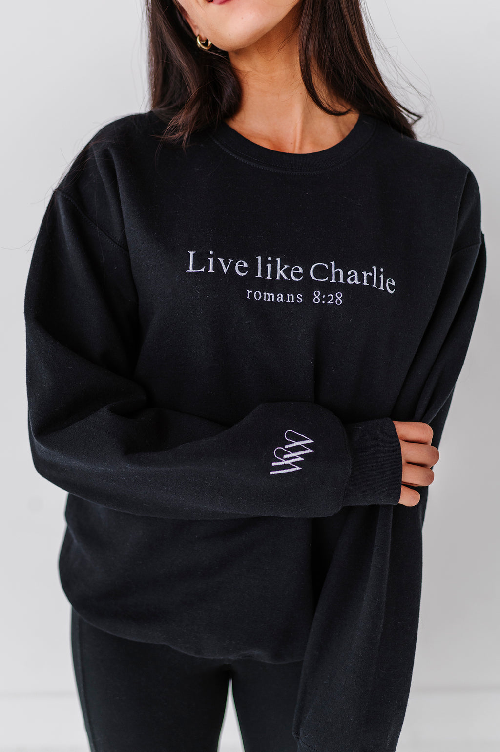 Live Like Charlie Embroidered Crewneck - Black